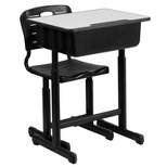 Emma and Oliver Adjustable Height Student Desk and Chair with Black Pedestal Frame
