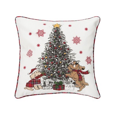 C&F Home Festive Dogs Around Tree 18" x 18" Embellished Throw Pillow