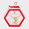 14K Gold Dipped Cubic Zirconia Puffy Heart Charm X Initial Necklace - A New Day™ Gold - 3 of 4