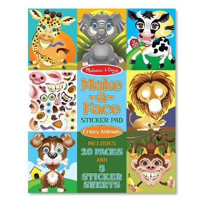  Make-A-Face Sticker Pad: Crazy Animals - (Paperback) 