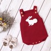 MyKids-USA Baby Girl 1pcs 3D Bunny Embroidered Graphic Strap Knitted Onesies Bodysuit - 2 of 4