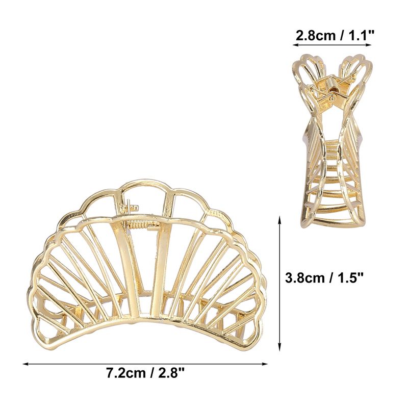 Unique Bargains Women's Metal Hair Clips Hair Barrettes Shell Shaped Claw for Fashion Accessories 2.8 Inch, 2 of 5