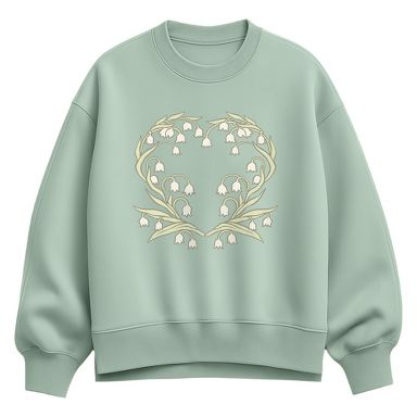 Women's Instant Message Lily Of Valley Heart Oversized Fleece Crew