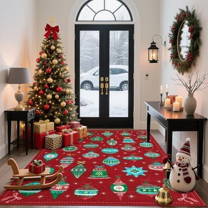 Christmas Living Room Rug Xmas Festive Decor Rug Washable Area Rug Soft Low Pile Non-Slip Area Rug for Bedroom - 1 of 4
