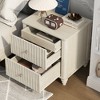 Lycvki 21.65" Wood Fluted Nightstand with 3 Drawers and Metal Handle - 2 of 4