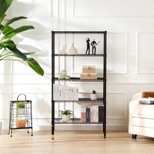 GlasFlength Decorative Storage Cabinets 5 Tier Storage Shelving, Adjustable Height for Kitchen, Closet, Pantry, Garage, Black 35.4"*13.8"*69.3" - 1 of 4