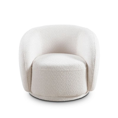 Lirago Swivel Accent Chair with Boucle Fabric-Modern Barrel Design for Living Room Solid Wood Frame and 300lb Capacity 33.07"Wx33.07"Dx27.95"H
