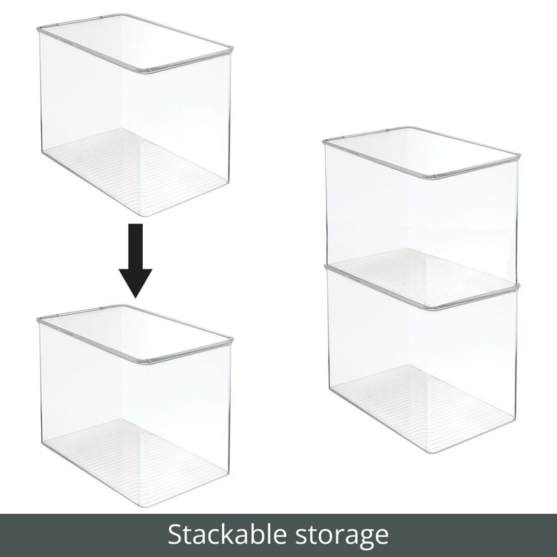 mDesign Tall Plastic Stackable Art/Craft Storage Bin, Hinged Lid, 4 of 10