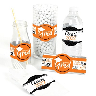 Big Dot of Happiness Orange Grad - Best is Yet to Come - DIY Party Supplies - 2022 Graduation Party DIY Wrapper Favors & Decorations - Set of 15