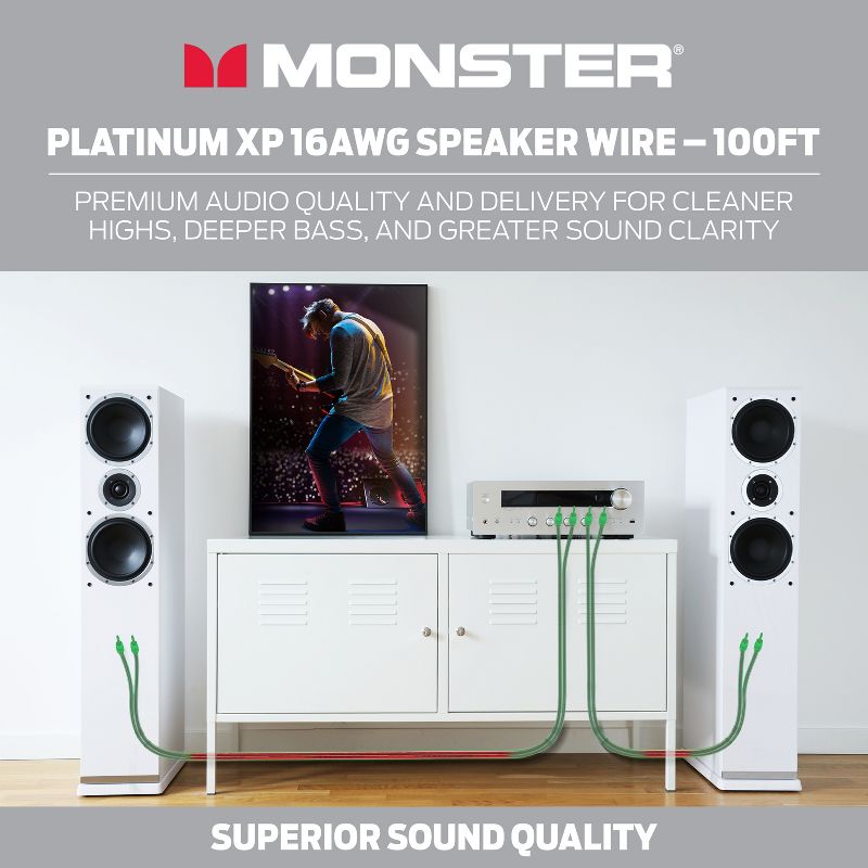 Monster Platinum 16 AWG XP Clear Jacket and Magnetic Flux Tube Speaker Wire Cable Spool, 2 of 9