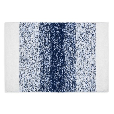 17"x24" Melange Striped Modern Ombre Machine Washable Bath Mat Navy Blue - SoHome