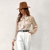 Women's Front Bow Long Sleeve Satin Blouse - Cupshe - 2 of 4