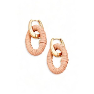 Slickblue Women's Oval Wrap Hoop Earrings, Faux Leather Detail, Drop Earrings, Vintage Chic, Pink, 2" Length - 1 of 3