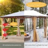 Aoodor Gazebo Polycarbonate Roof, Wooden Print Aluminum Frame With Mosquito Netting And Curtain - 4 of 4