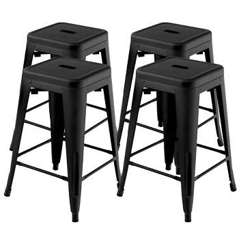 Tangkula 24" Set of 4 Tolix Style Barstool Counter Height Metal Bar Stool Stackable Chair