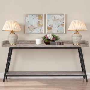 MAYEERTY Industrial Console Table, 2-Tier Narrow Sofa Table Behind Couch - 1 of 4