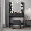 Makeup Vanity Desk with Mirror & Stool, 35"W Large Dressing Table with 2 Drawers & Hair Dryer Rack, Modern Makeup Vanity Table for Bedroom - 3 of 4