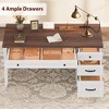 Garvee Executive Desk with Drawers, Farmhouse Home Office Desk with Charging Station, 53.54" Wooden Computer Writing Desk with File Cabinet Storage - 2 of 4