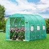 VEVOR 12 x 7 x 7 ft Walk-in Tunnel Greenhouse, Portable Plant Hot House with Galvanized Steel Hoops, 1 Top Beams, 2 Diagonal Poles, Green - 2 of 4