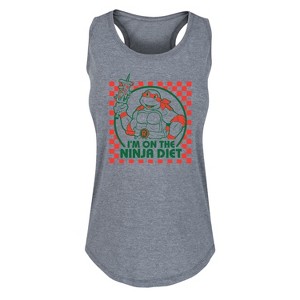 Women's - Teenage Mutant Ninja Turtles - I'm On The Ninja Diet Graphic Racerback Tank - 1 of 4