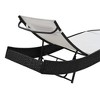 vidaXL - Outdoor Weather-Resistant Poly Rattan Sun Lounger with Adjustable Positions, Pillow Included - Black Rattan and White Textilene - 4 of 4