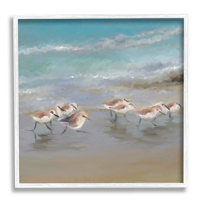 Stupell Industries Coastal Sandpipers Beach Waves Shore Framed Giclee Art