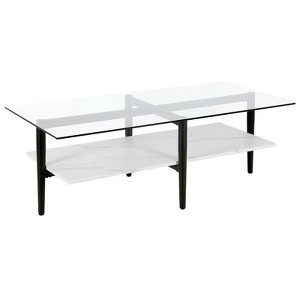 47" Black Bronze Coffee Table with Faux Marble Shelf - Henn&Hart - 1 of 4