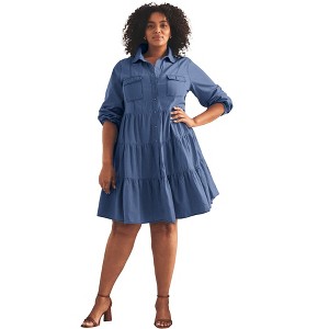 Avenue Chambray Shirt Dress - 14, Dark Wash : Target