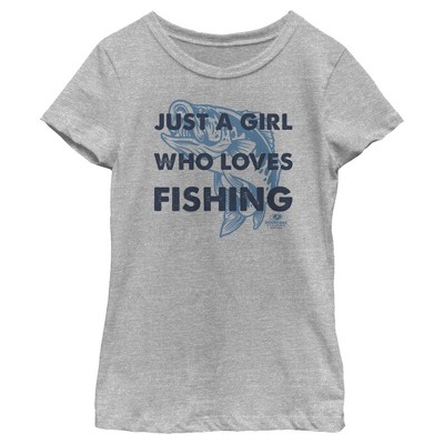 Girl's Mossy Oak Red Water Fishing Logo T-Shirt - Athletic Heather - Medium