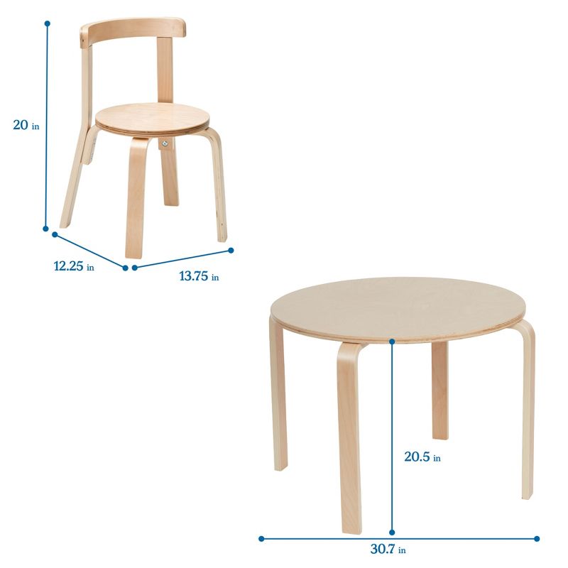 ECR4Kids Bentwood Table and Curved Back Chair Set, Kids Wood Furniture, 3 of 14