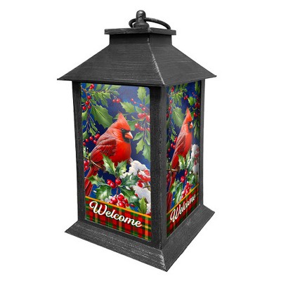 Briarwood Lane Winter Lantern 13.5" x 5.5" x 5.5" Cardinal and Holly For Winter Lantern