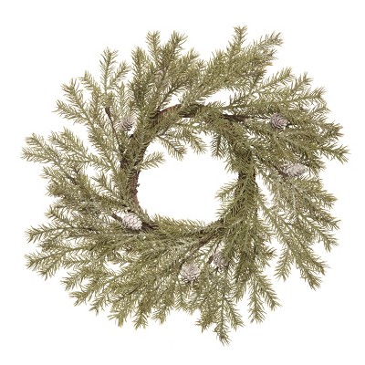 Transpac Artificial 22 in. Multicolor Christmas Evergreen with Pinecones Wreath
