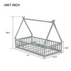 VASIP Twin Tent-Shaped Floor Bed with Guardrails and Support Slats, for Kids' Room ,Gray - 2 of 4