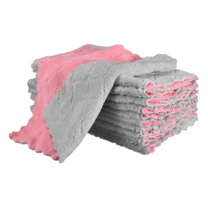 Unique Bargains Kitchen Quick Dry Coral Fleece Dish Cloths 12 Pcs - 1 of 4