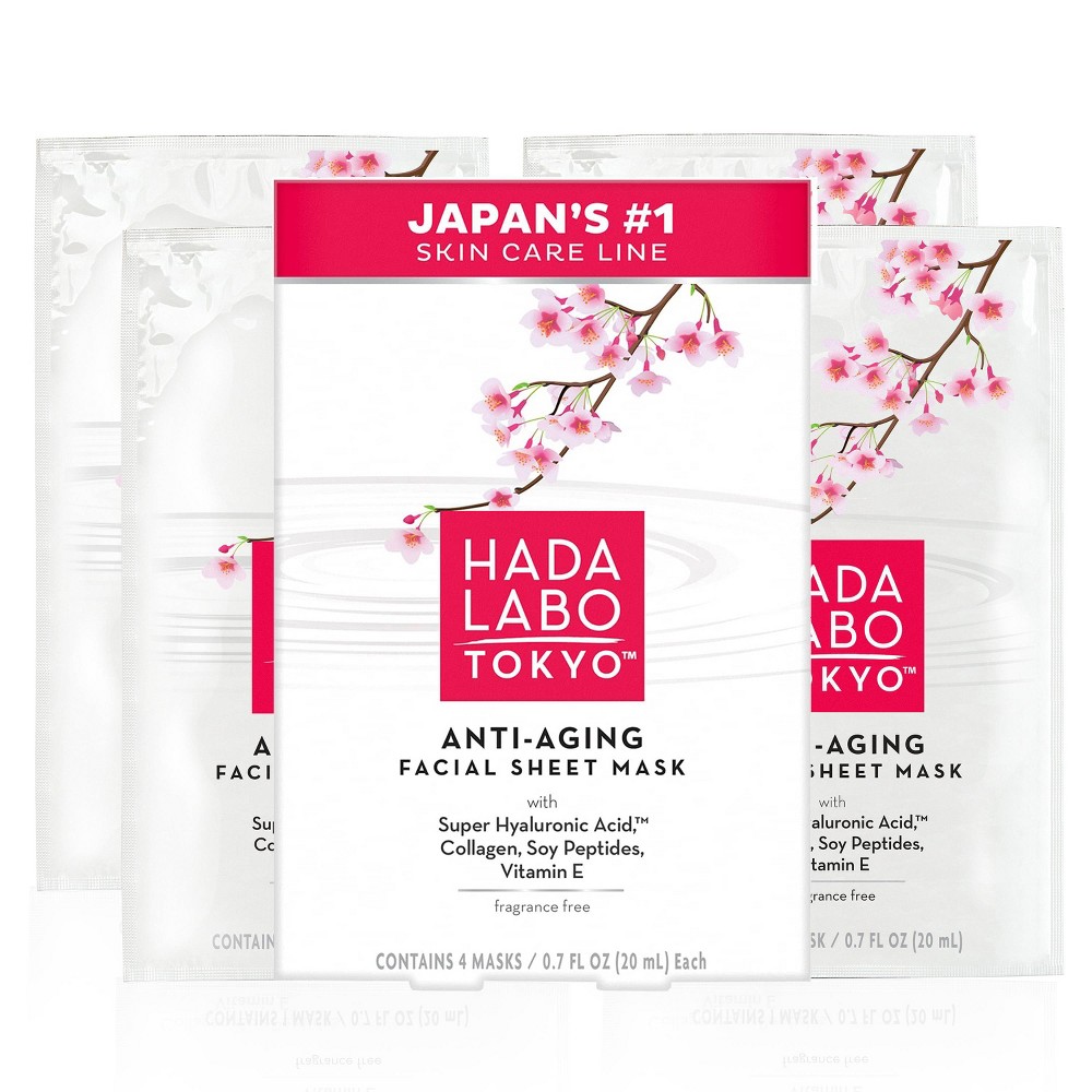 Hada Labo Tokyo Anti-Aging Facial Sheet Mask, Spa Face Mask Firms & Hydrates - 4 ct