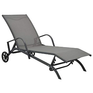 vidaXL Sun Lounger Steel and Textilene - 1 of 4