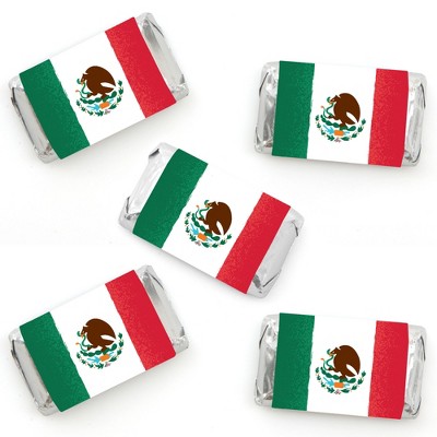 Big Dot of Happiness Viva Mexico - Mini Candy Bar Wrapper Stickers - Mexican Independence Day Party Small Favors - 40 Count