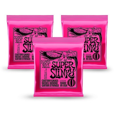 Ernie Ball 2223 Nickel Super Slinky Pink Electric Guitar Strings 3 Pack