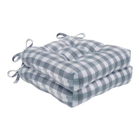 Kate Aurora Set of 2 Country Farmhouse Plaid Stain/Water Resistant Chair Cushions - image 1 of 1