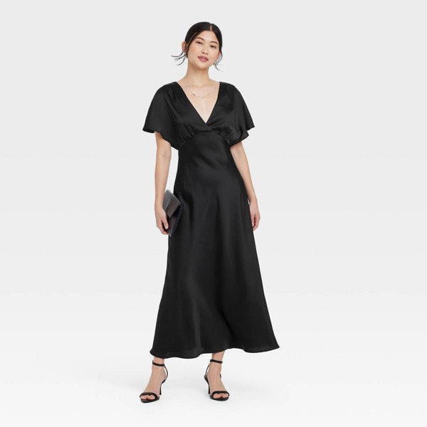 Vestido maxi corte A de satén con mangas cortas tipo mariposa para mujer - A New Day™ 3