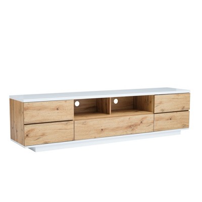 NicBex TV Stands for 80 inch TV,Entertainment Center with Open and Closed Storage Space ,TV Console for Living Room, Bedroom, Home,White/Natural