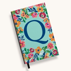 Personalization Mall Flowery Initial Journal, Blue Aqua - 1 of 4