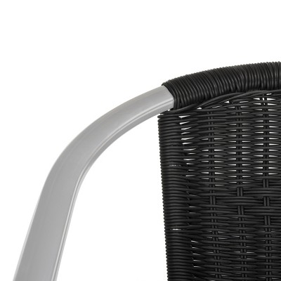 Wrangell Black Wicker and Aluminum Stacking Armchair Set