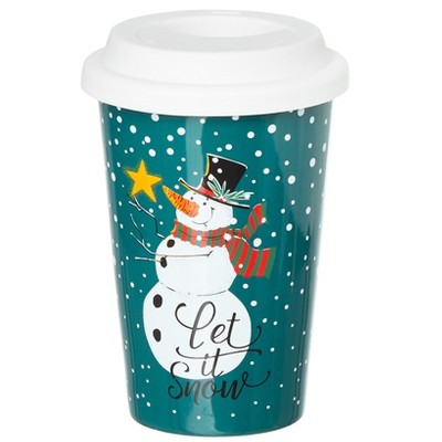 The Lakeside Collection Ceramic Holiday Mugs with Lid