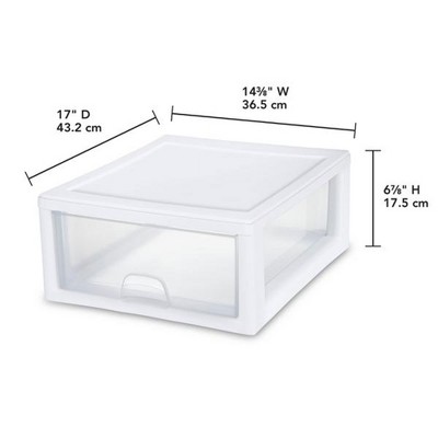Clear and White 16 Quart Stackable Plastic Storage Drawers, Set of 18