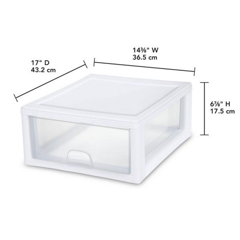 Sterilite 16 Quart Stackable Sturdy Plastic Storage Drawer Container for Home and Office Organization, Clear & White, 4 of 8