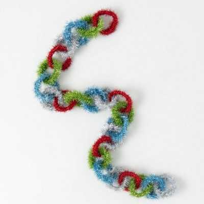 60"L Sullivans Christmas Blue Green Red Link Garland  Multicolor