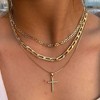 HTUTWOO Cross Necklace for Women,Stackable Stacked Stacking Layering Layered Necklaces,Dainty Gold Necklace Paperclip Pendant Simple Jewelry Gift - 2 of 4