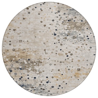 Ivory And Taupe Abstract Washable Indoor Outdoor Area Rug