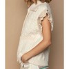 Women's Crochet Button Down Lace Trim Sweater Vest - POL - 3 of 4